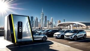 ape elettrica in ricarica urbana solare