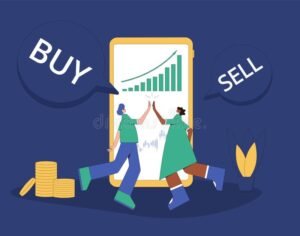 azionista felice con grafico azionario in crescita