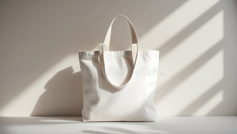 borsa bianca di design elegante su sfondo neutro