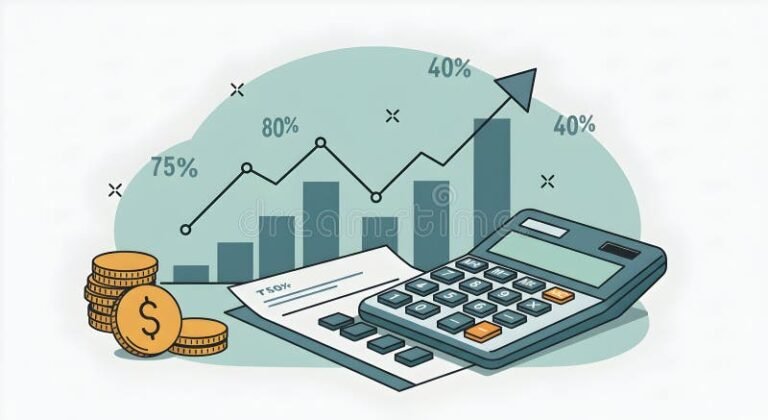 calcolatrice con grafici di crescita finanziaria