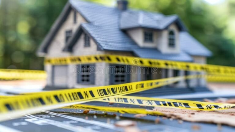 casa con segno di attenzione o avvertimento