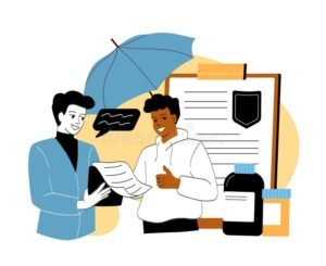 clienti felici che discutono polizze assicurative