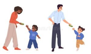 famiglia felice che riceve supporto economico