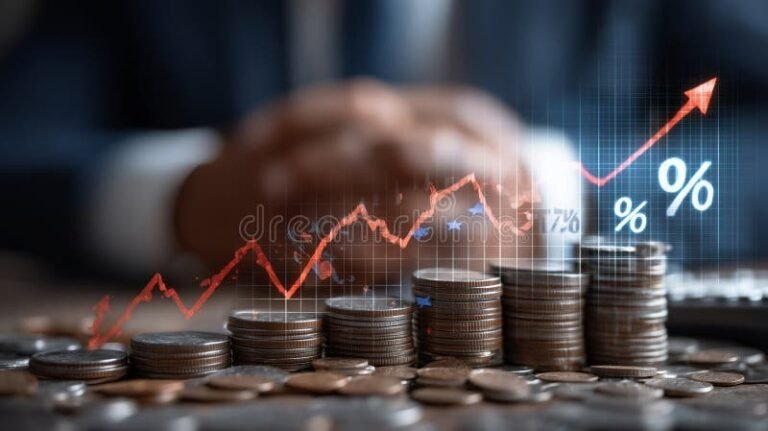 grafici di crescita finanziaria con monete