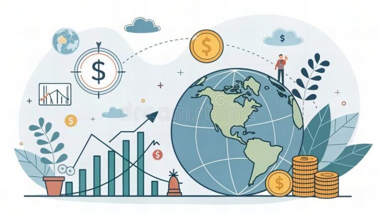 grafico globale con icone di investimento economico
