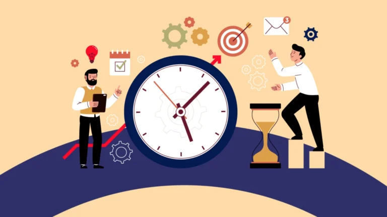 lavoratore che consulta documenti con orologio