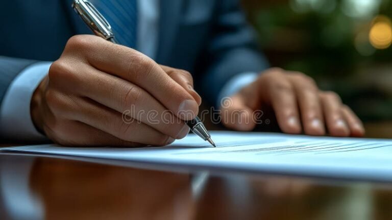 mano che firma un documento importante