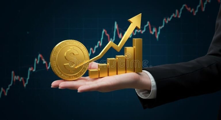 Che Cosa Sono le Obbligazioni e Come Funzionano nel Mercato 5 mano che tiene una moneta sopra un grafico finanziario