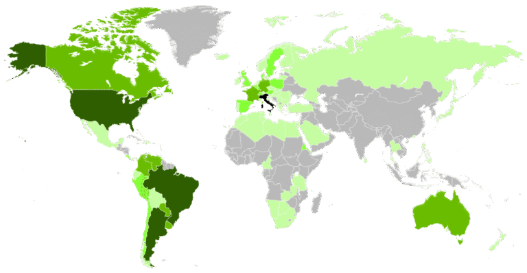 Dove Vivono I Pensionati Italiani All'Estero E Perché Scegliere Questi Paesi 8 mappa colorata dei pensionati italiani allestero