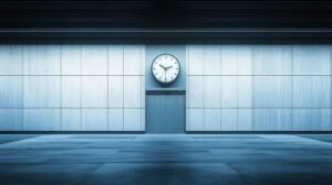 orologio accanto a ufficio moderno vuoto