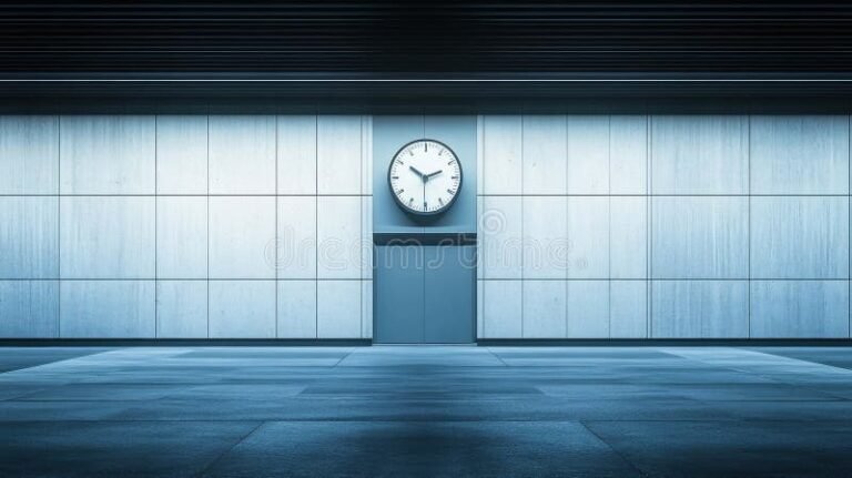 orologio accanto a ufficio moderno vuoto