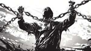 persona che rompe catene lavorative simboliche