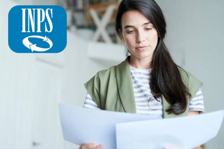 persona con documenti e simbolo inps