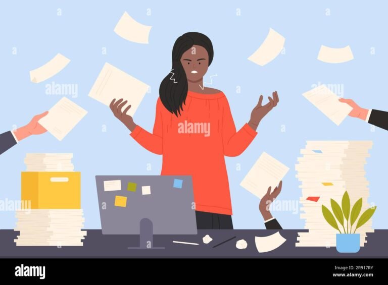 Qual è l'importo del risarcimento per stress lavoro correlato 14 persona stressata al lavoro con documenti sparse