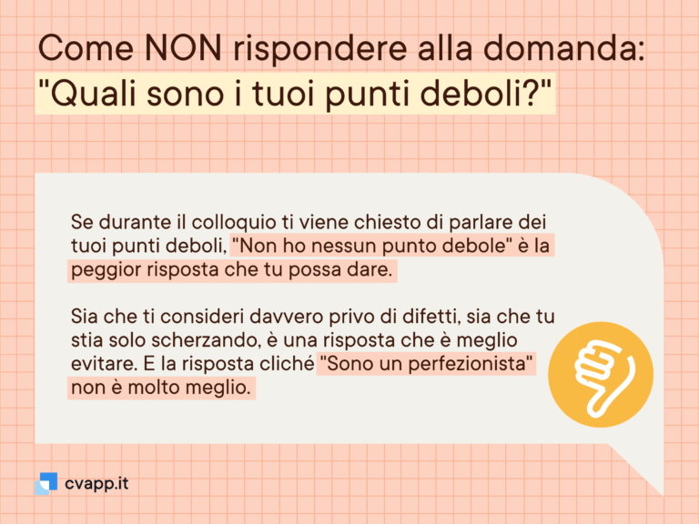 quali sono i punti di debolezza piu comuni in un colloquio