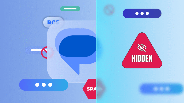 smartphone con icone di messaggi spam barrati